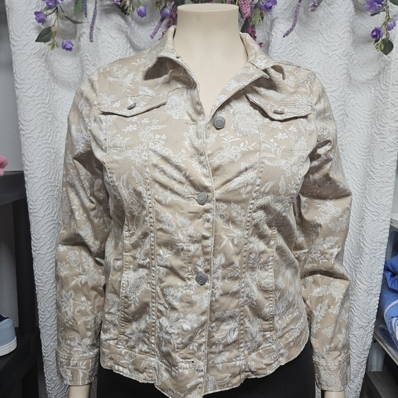 croft & barrow Jackets & Blazers - Croft & Barrow Tan Jean Jacket Fitted Waist-Length